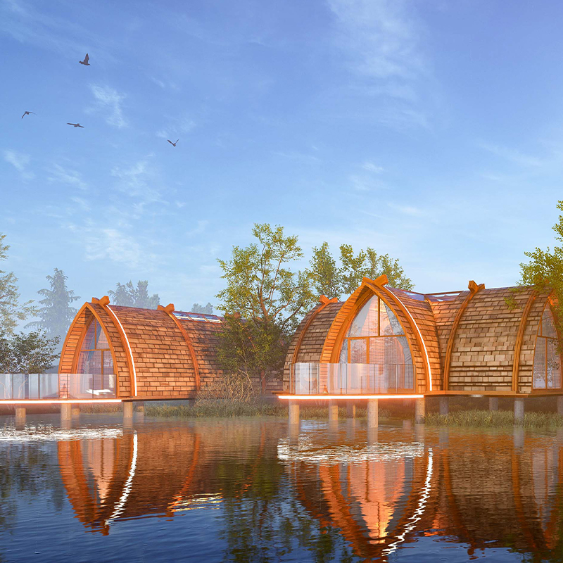 Geprefabriceerd houten botenhuis Geprefabriceerd houten botenhuis