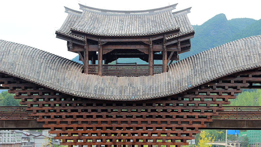 Zhuoshui wind-en-regen overdekte brug, Qianjiang, Chongqing